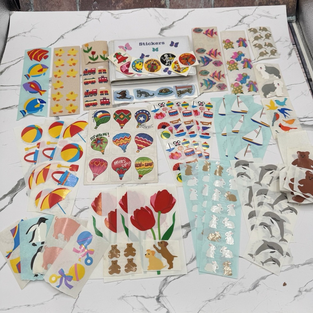 Vintage Retired 80s Mrs Grossman Sandy Lion Sticker Sheet Lot w Sticker Book